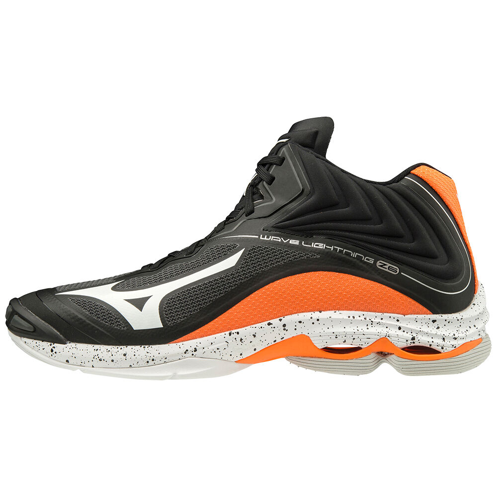 Sapatilhas Voleibol Mizuno Wave Lightning Z6 Mid - Homem - Pretas/Branco/Laranja - CDXAJ2740